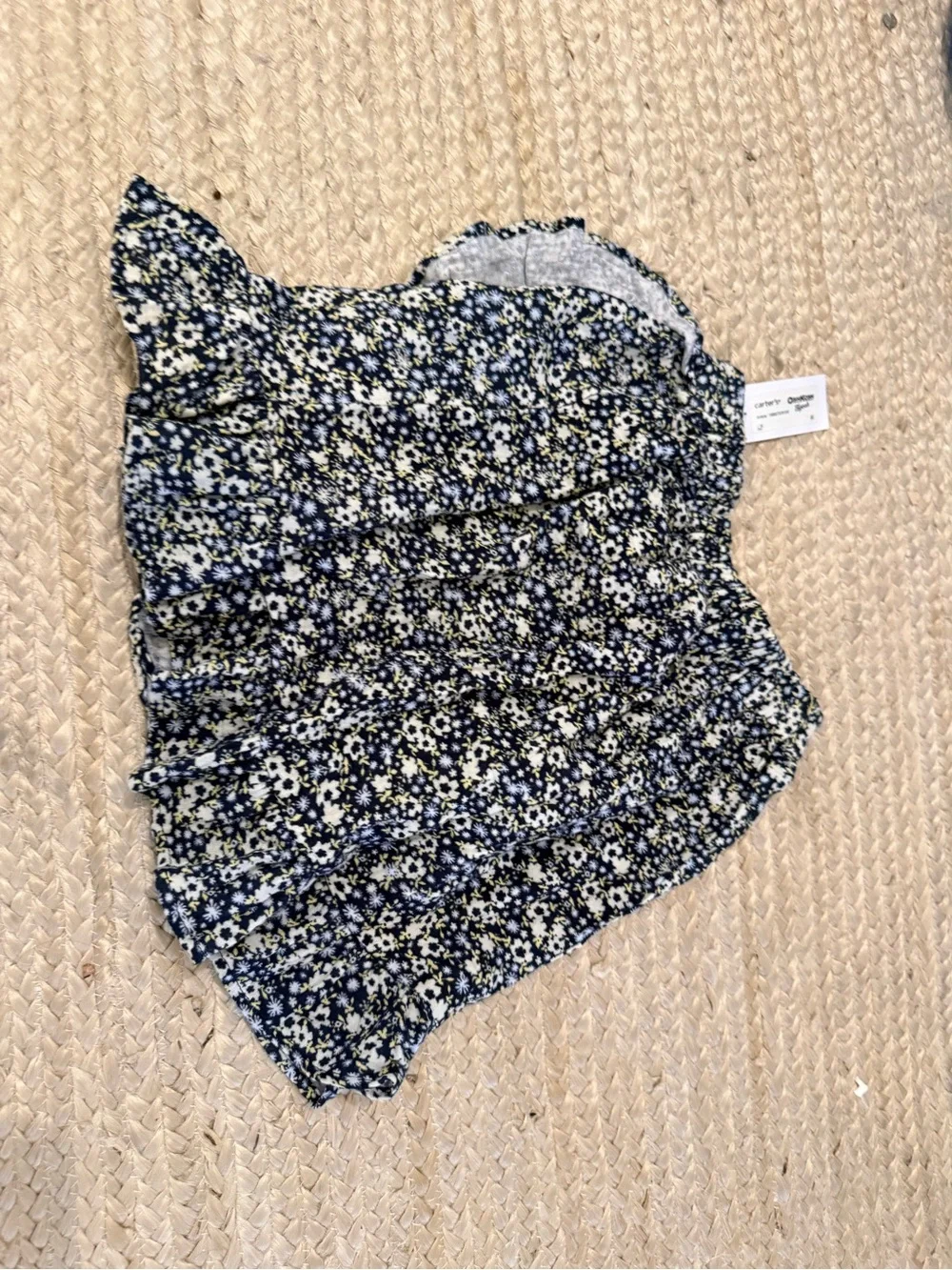 New NWT Oshkosh B’Gosh Navy, White & Yellow Floral Ruffle Mini Skirt XL 14